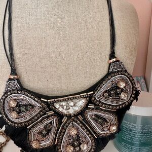 Stella & Dot Black and Silver Beaded Necklace